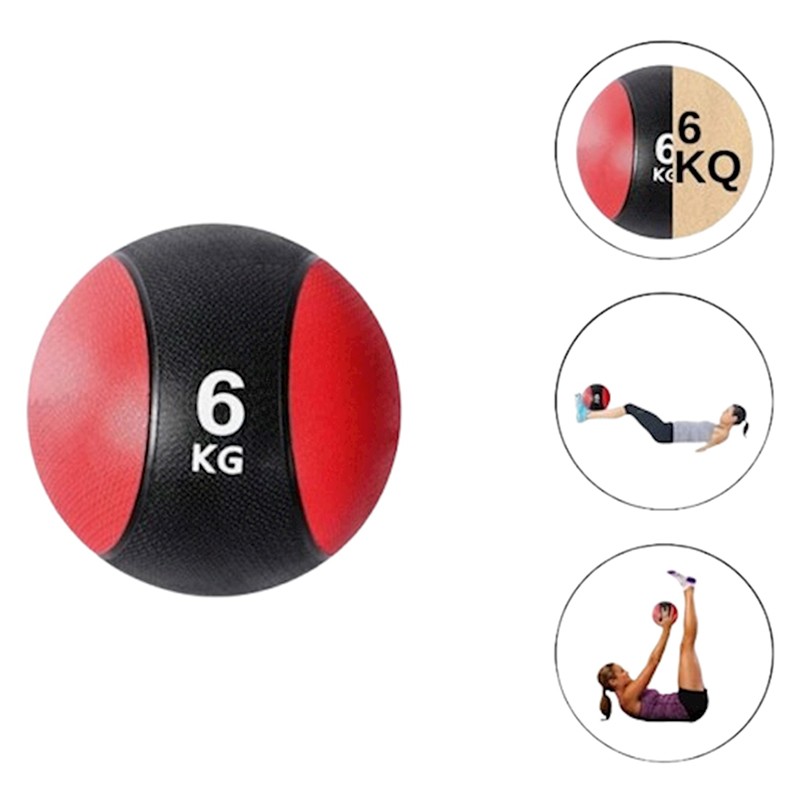 Tibbi top  6 kq, qırmızı/qara  Medicine Ball