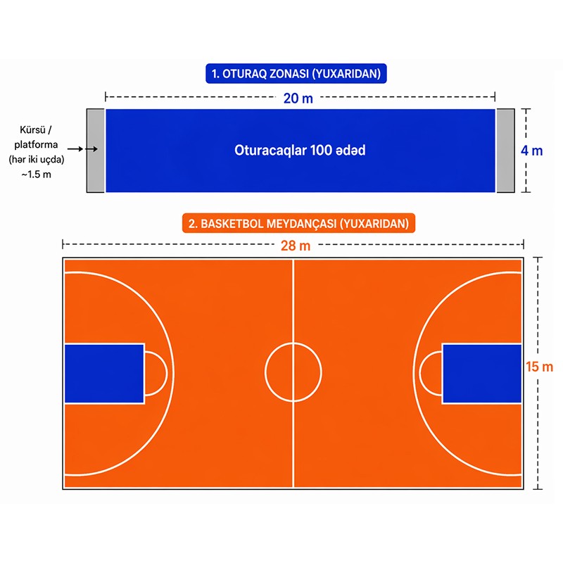 Basketbol Meydançası və Oturacaq Zonası